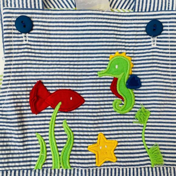 NWT Florence Eiseman 12M Seersucker Shortall with Underwater Scene - Picture 4 of 5